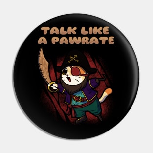 Cat Talk Like A Pirate Funny Geek Pirate Gift Pin