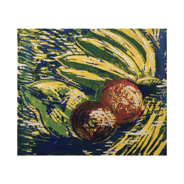 "Still Life" a reduction Linocut print, by Geoff Hargraves by gjhargraves