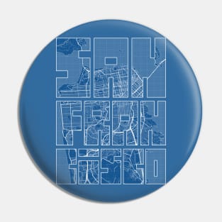 San Francisco, USA City Map Typography - Blueprint Pin