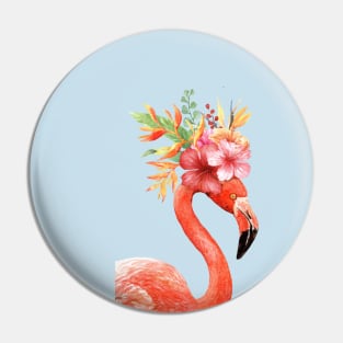 Flamingo Floral Crown Pin