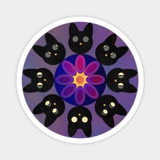 Black Cats Moon Phases Mandala Magnet