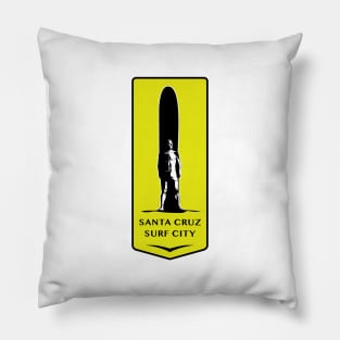 Surf City Santa Cruz California Surfer Statue Bill Lidderdale Sticker Pillow