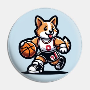 basketball player corgi Pin