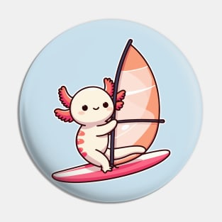 axolotl funny Windsurfing Pin