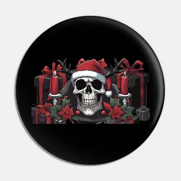 Goth Christmas Skull Pin by Viper Unconvetional Concept