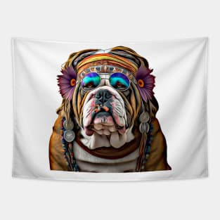 Hippy Hippie British Bulldog Tapestry