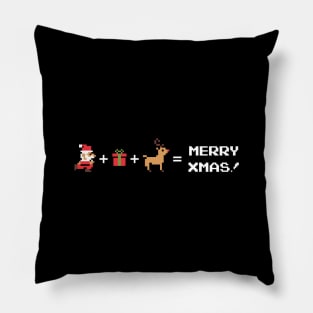 merry christmas pixel retro video game Pillow