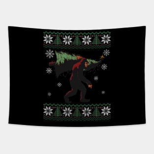 Bigfoot Ugly Christmas Design Sasquatch Xmas Tapestry