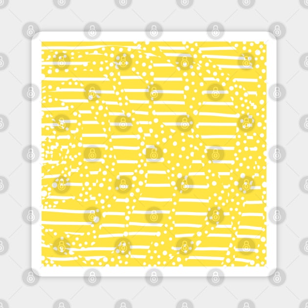 Spots and Stripes 2 - Lemon Yellow and White Magnet by LAEC