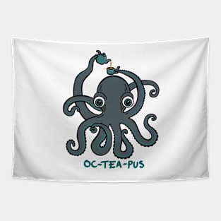 OcTEApus- A tea making octopus, everyone needs one. Funny pun, cute. Tapestry