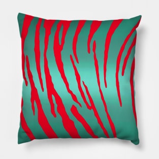 Metallic Tiger Stripes Green Red Pillow