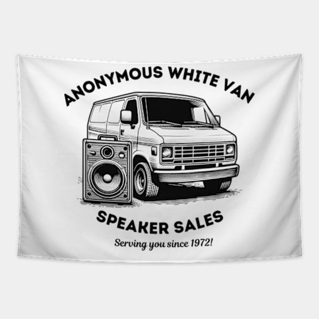 Anonymous White Van Speaker Sales Tapestry by Desert Owl Designs