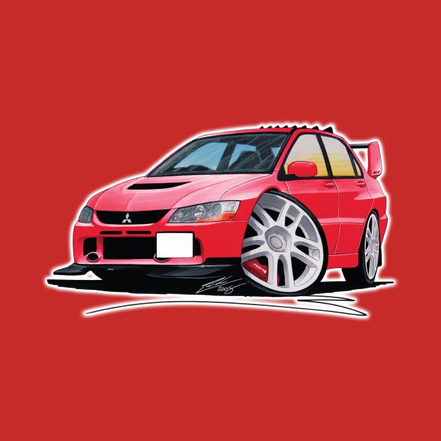 Mitsubishi Evo IX Red Caricature by y30man5