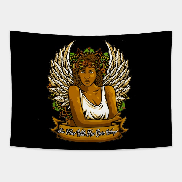 She Flies With Her Own Wings Tapestry by Morrigan Austin