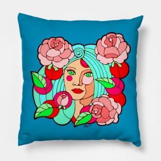 Playful Pink Roses Pillow