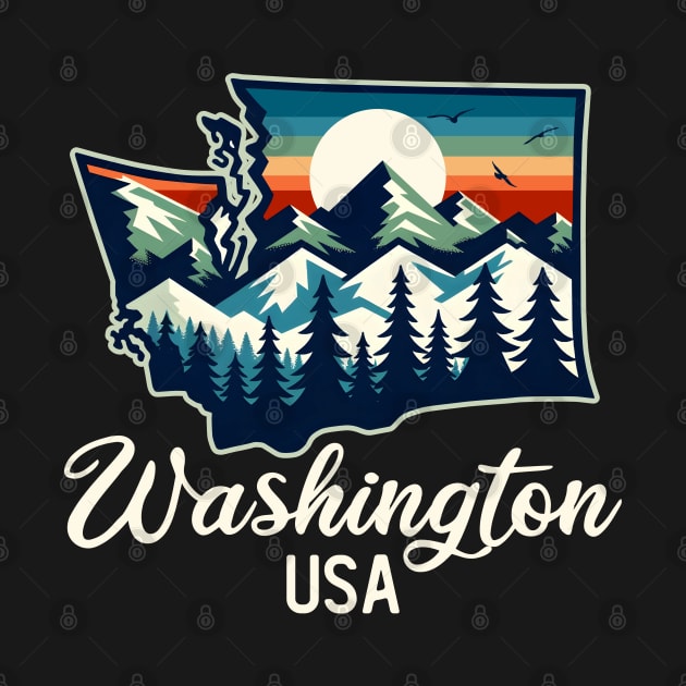 Washington State USA Outdoors by DetourShirts