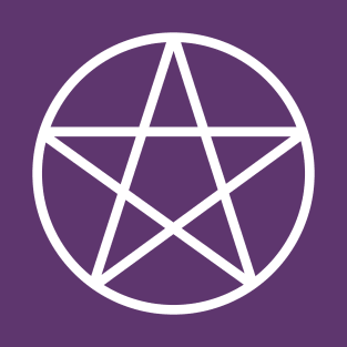 Pagan Wiccan Cheeky Witch® White and Purple Pentacle T-Shirt