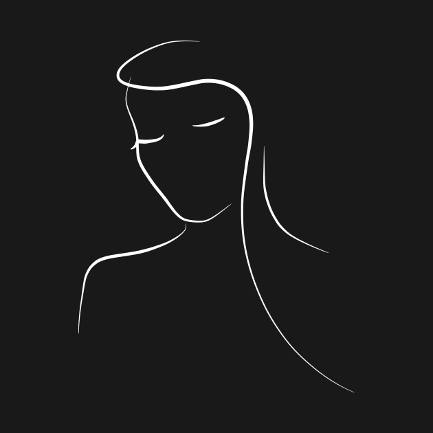 Woman Line Art Drawing - Minimal Mary by PeachOnAWindowsill