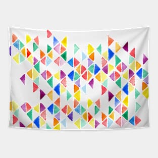 Watercolor Multicolored Triangles Tapestry