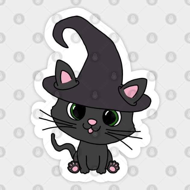 Black Cat in Witch Hat Sticker