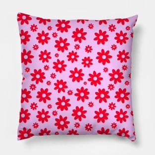 Hot Pink Floral Pattern Bold Cute Flowers Pillow