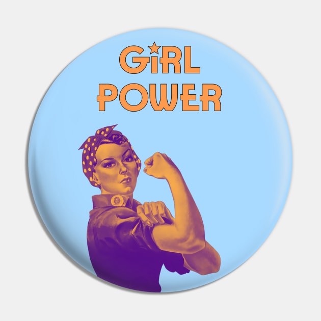 Girl power - We can do it feminist quote (orange) Pin by punderful_day