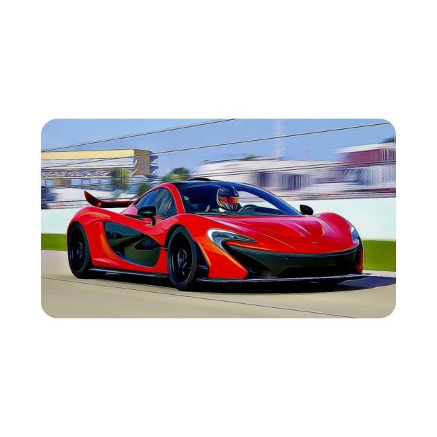 McLaren P1 Cartoon Drawing Action Print by Auto-Prints