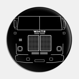 White Road Commander 1970s classic truck white outline graphic Pin