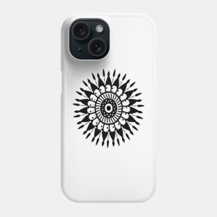 Mandala black flower geometry design Phone Case
