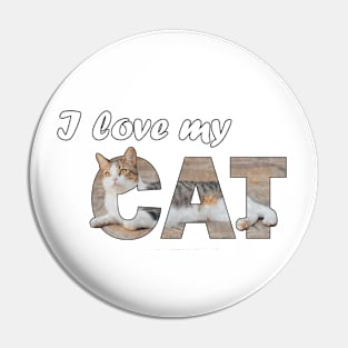 I love my cat - tabby cat oil painting word art Pin