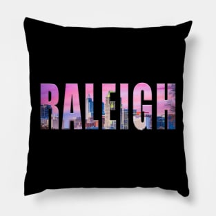 Raleigh City Skyline Evening Pillow