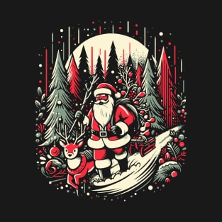 santa on forest tshirt design T-Shirt