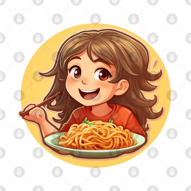 Cute Girl Eating Spaghetti by Riverside-Moon