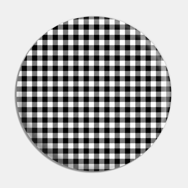 Gingham Check Pattern Stripes Black and White Pin by GDCdesigns