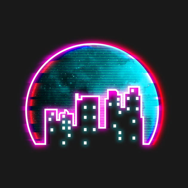 Neon Glitch City by LeiaHeisenberg