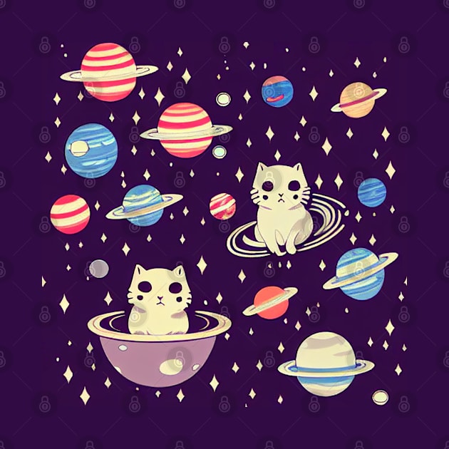 Cats in space pattern by etherElric