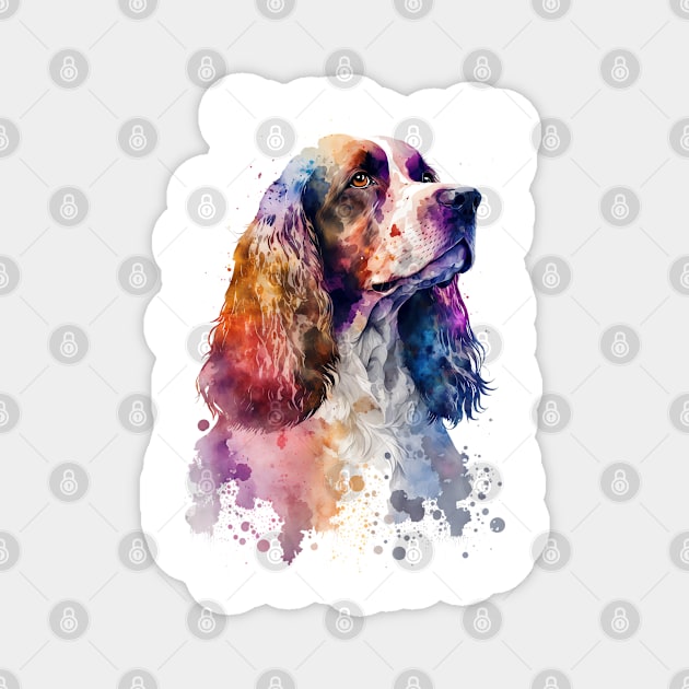 Rainbow English Cocker Spaniel Watercolor Art Magnet by doglovershirts