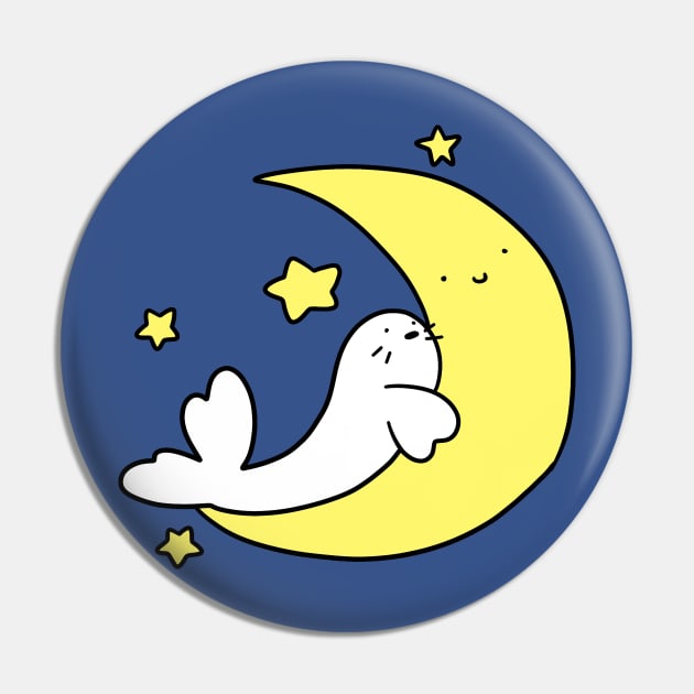 Crescent Moon Harp Seal Pin by saradaboru