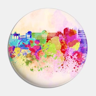 Brussels skyline in watercolor background Pin