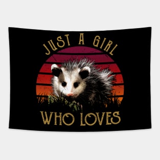 Just A Girl Who Loves Opossum Love Tee for Animal Aficionados Tapestry
