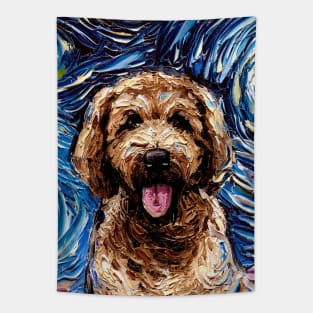 Red Goldendoodle Night (Portrait) Tapestry