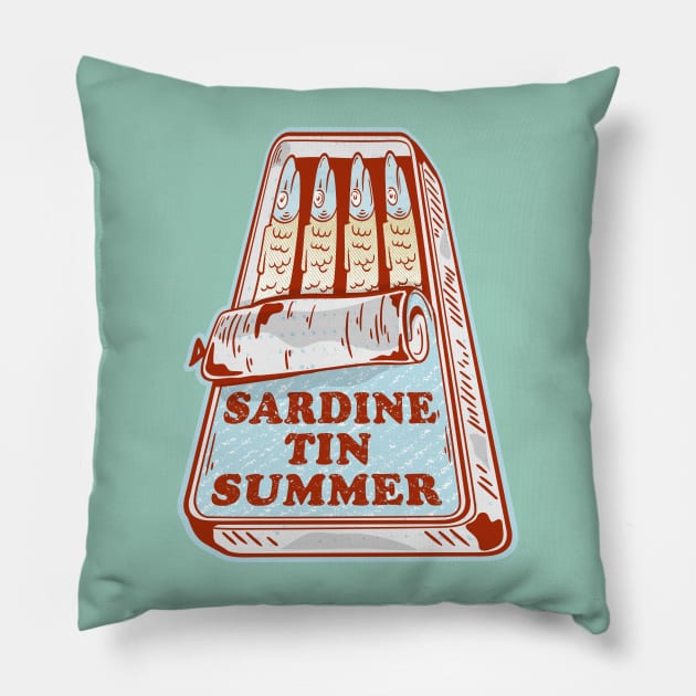 Sardine tin summer Pillow by mailboxdisco