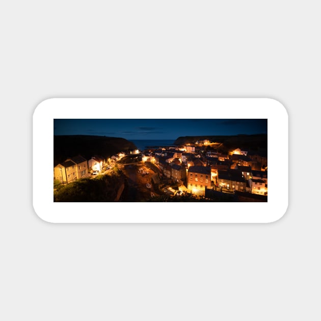 Nightime Staithes Magnet by davehudspeth