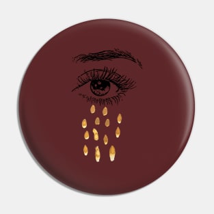 minimalistic crying eye with golden tears Pin