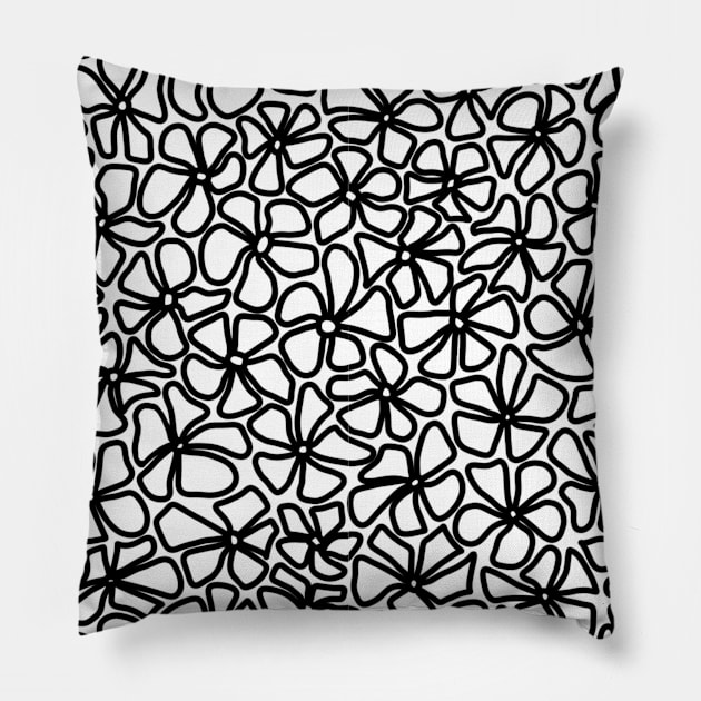 Wonky Retro Flowers Pillow by Slightly Unhinged