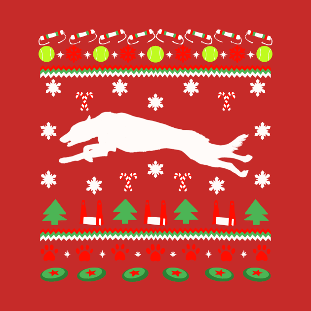 Border Whippet Ugly Christmas Sweater by Flying Dog Outfitters