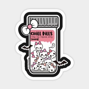 chill pills cute skull cartoon Magnet