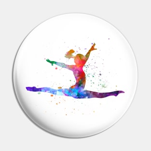 Gymnastic jumping watercolor Pin