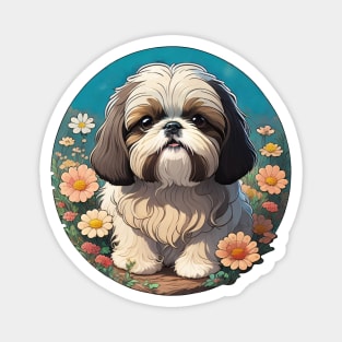 Shih Tzu Spring Garden Magnet