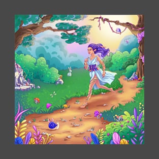 Fairy forest, goddess of nature running. Unique illustration T-Shirt